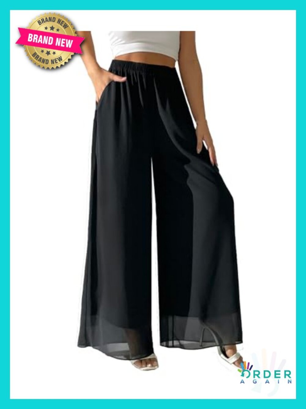 Wide Leg Palazzo Pants Chiffon Flowy Loose Party Dressy Trousers